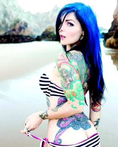 Riae Suicide Model With Lots Of Ink And Beautiful Blue Hair.